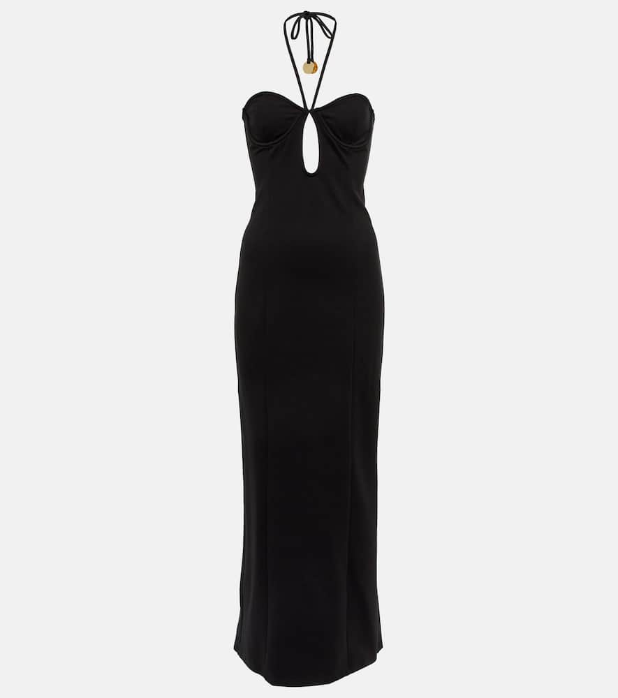 Staud Bardot halterneck cutout midi dress
