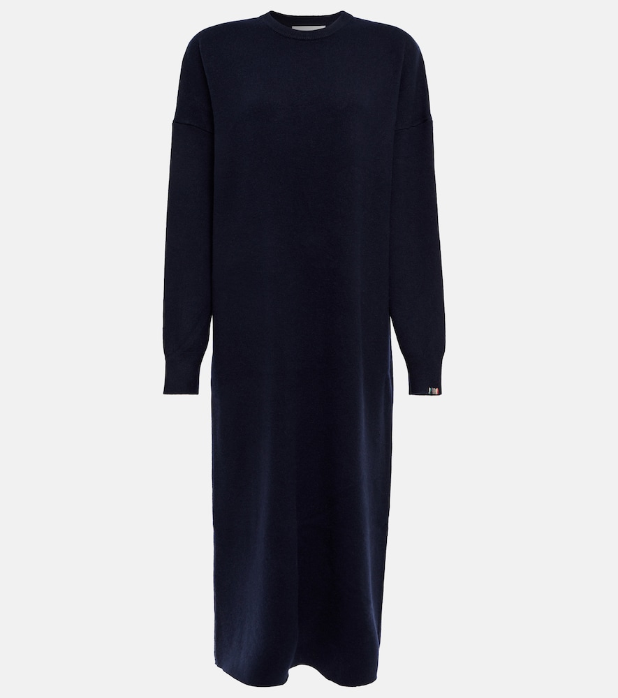 Extreme Cashmere N°106 Weird Cashmere-blend Sweater Dress In Navy