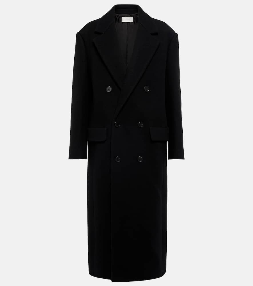 The Row Diana Cashmere Double-breasted Long Pea Coat In Black
