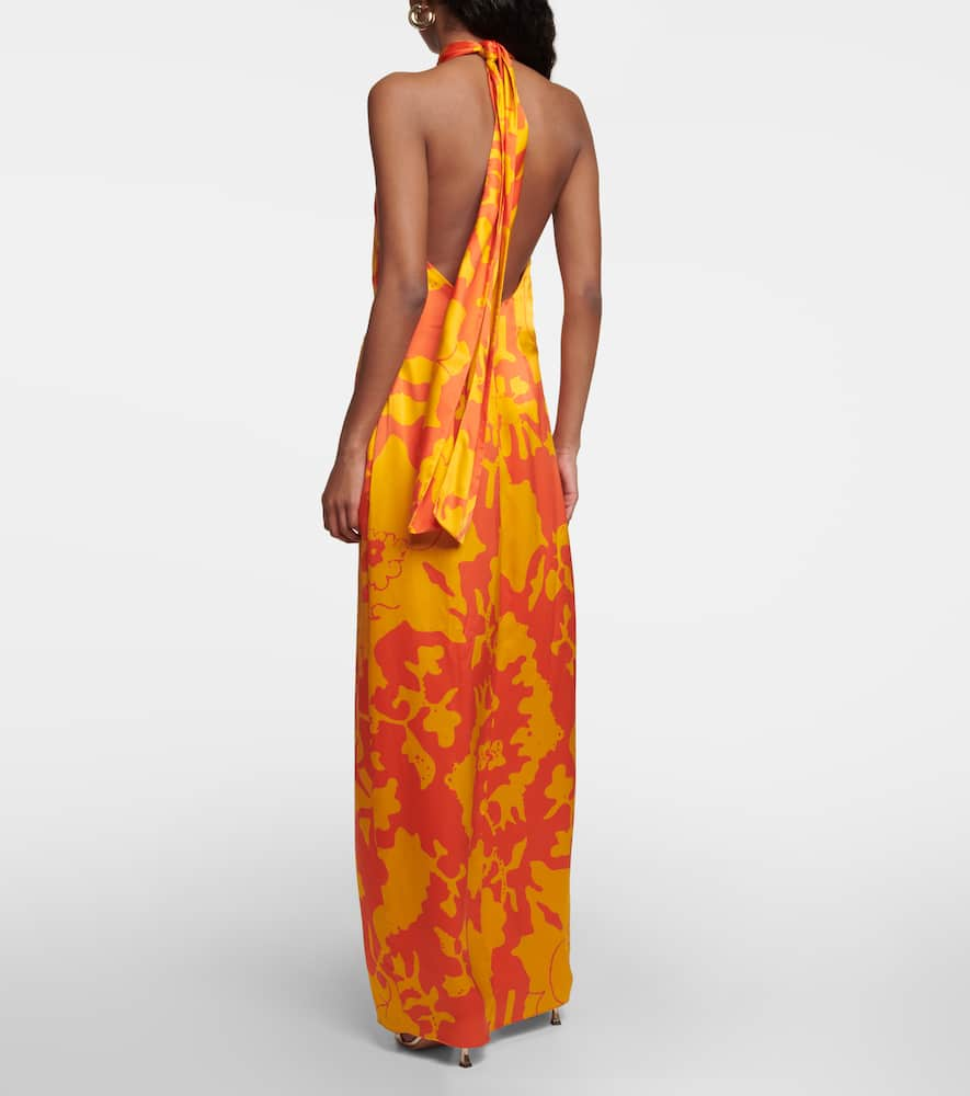 Shop Sir Printed Silk Maxi Dress In Armel