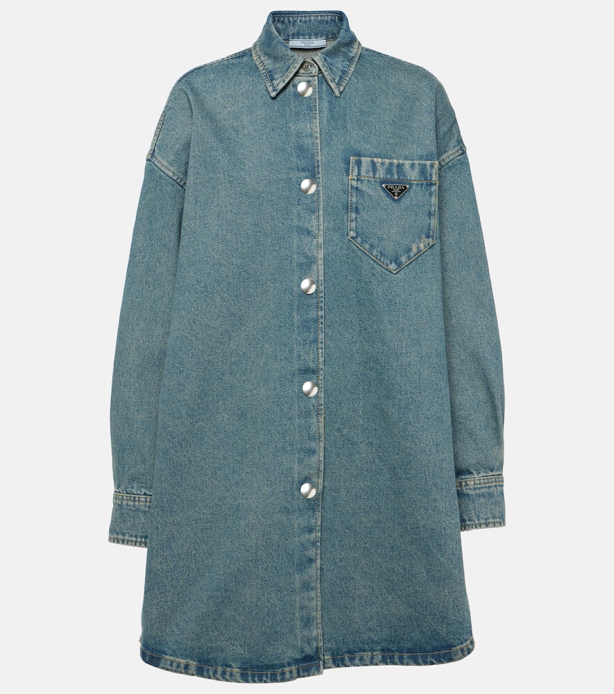 Prada Oversized Denim Shirt Dress In Blue