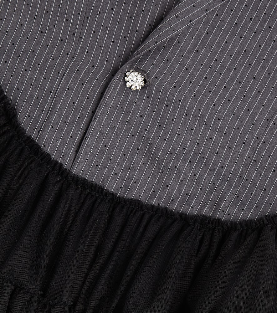 Caroline Bosmans Embellished Pinstripe Tulle Dress In Grey