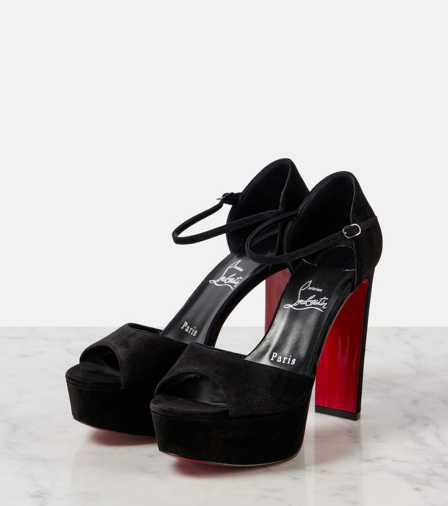 Christian Louboutin Sandaloo Leather Platform Sandals 130 In Black