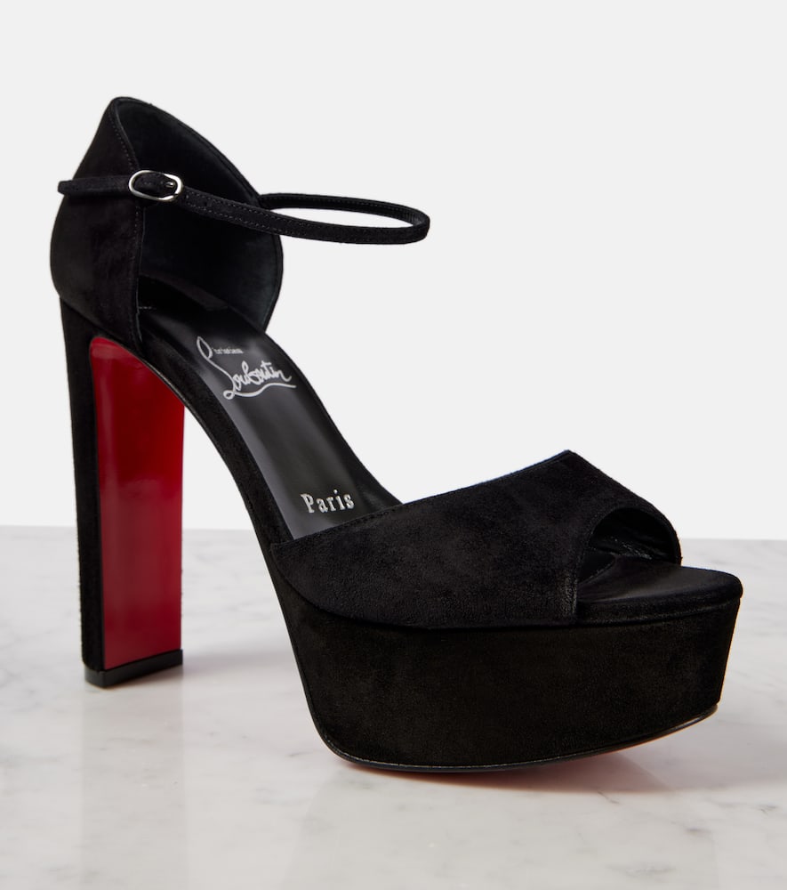 Christian Louboutin Sandaloo Leather Platform Sandals 130 In Black