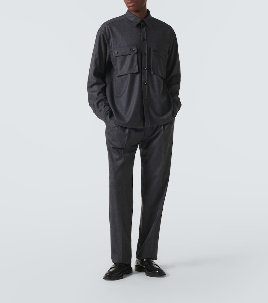 Dolce & Gabbana Virgin Wool Flannel Straight Pants In Grau