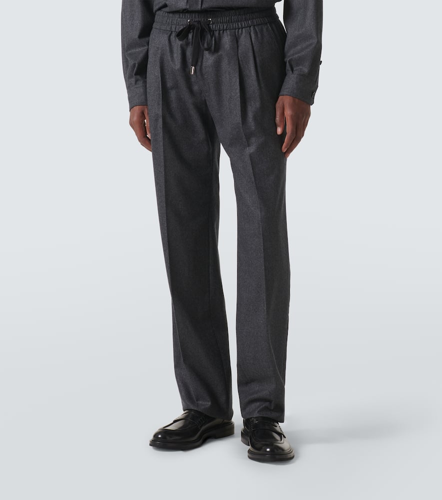 Dolce & Gabbana Virgin Wool Flannel Straight Pants In Grau