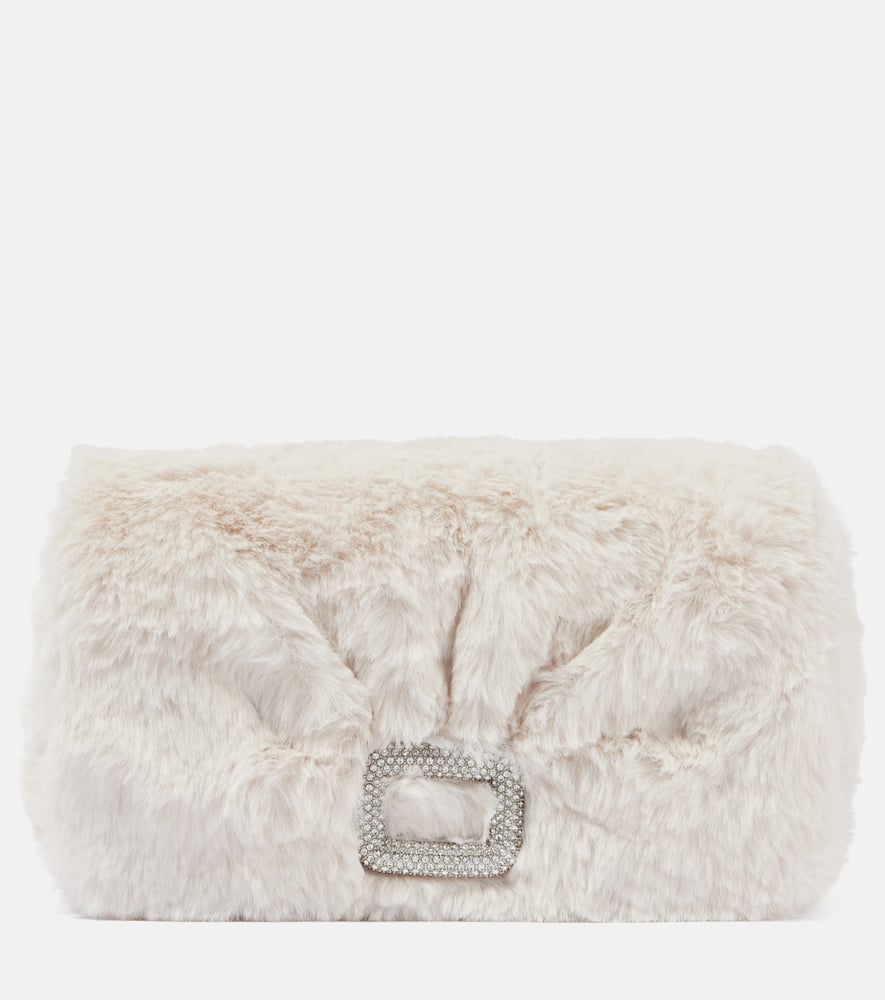 Viv Choc embellished faux shearling wallet