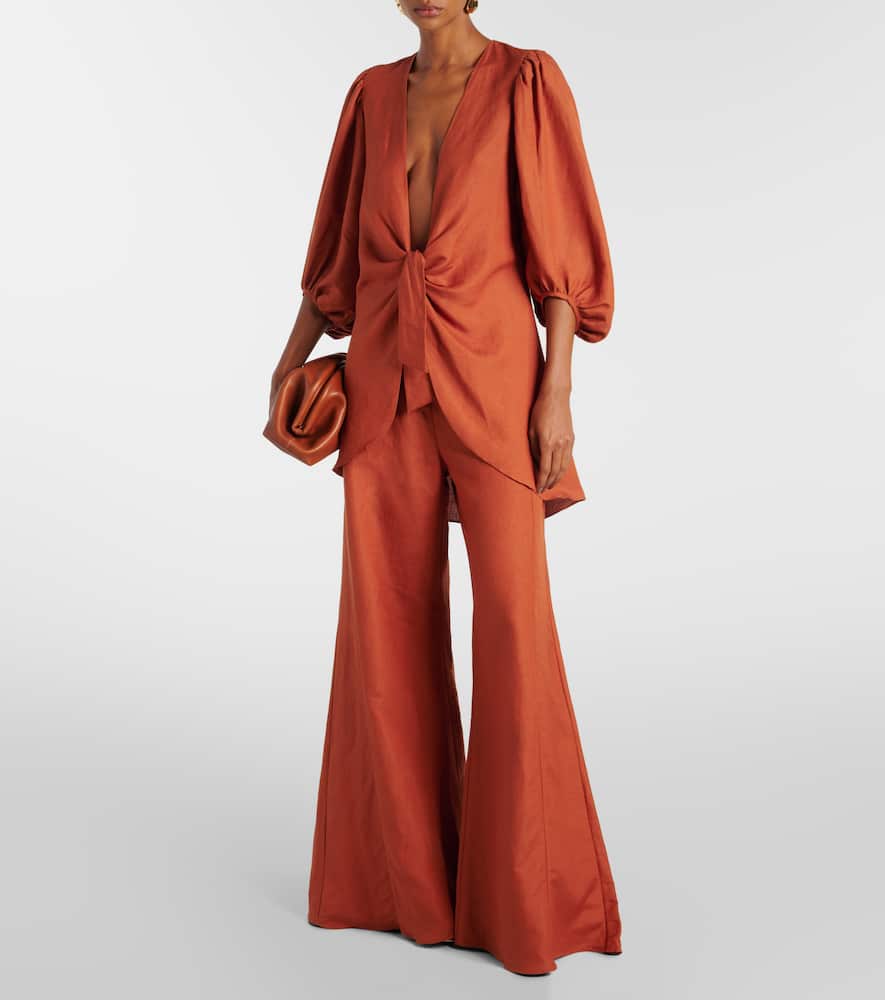Adriana Degreas High-rise Wide-leg Pants In Cognac