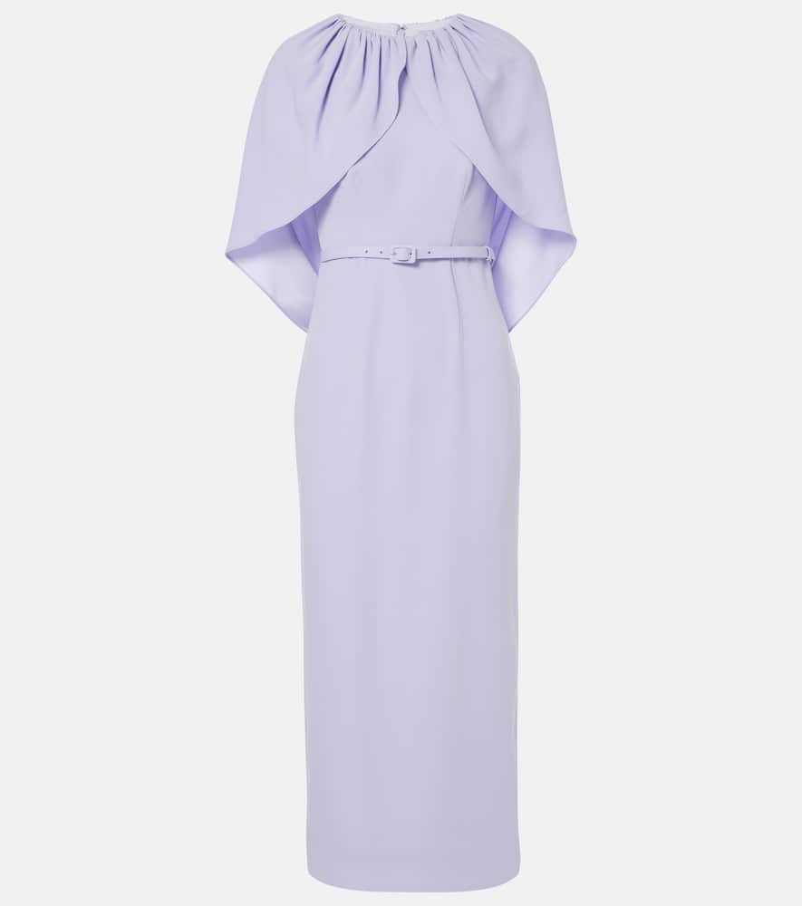 Caped crêpe satin cocktail dress