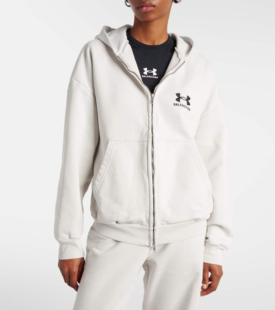 BALENCIAGA×UNDER ARMOUR ジップアップフーディー Balenciaga: Black Under Armour Edition Zip-Up Hoodie | SSENSE