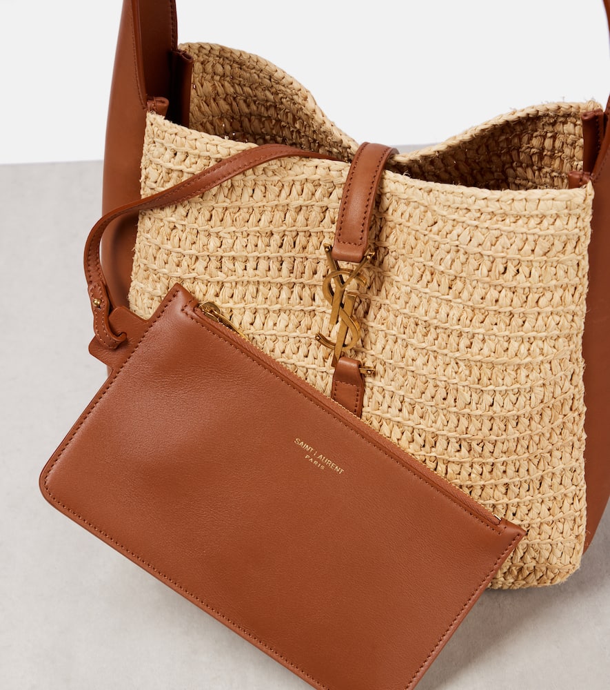 SAINT LAURENT LE 5 À 7 SMALL RAFFIA SHOULDER BAG
