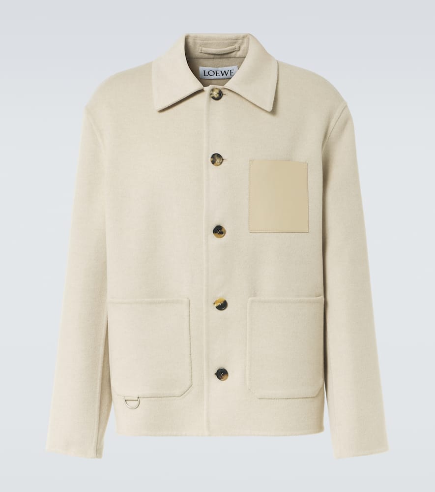Loewe Wool-cashmere Shirt Jacket In Beige