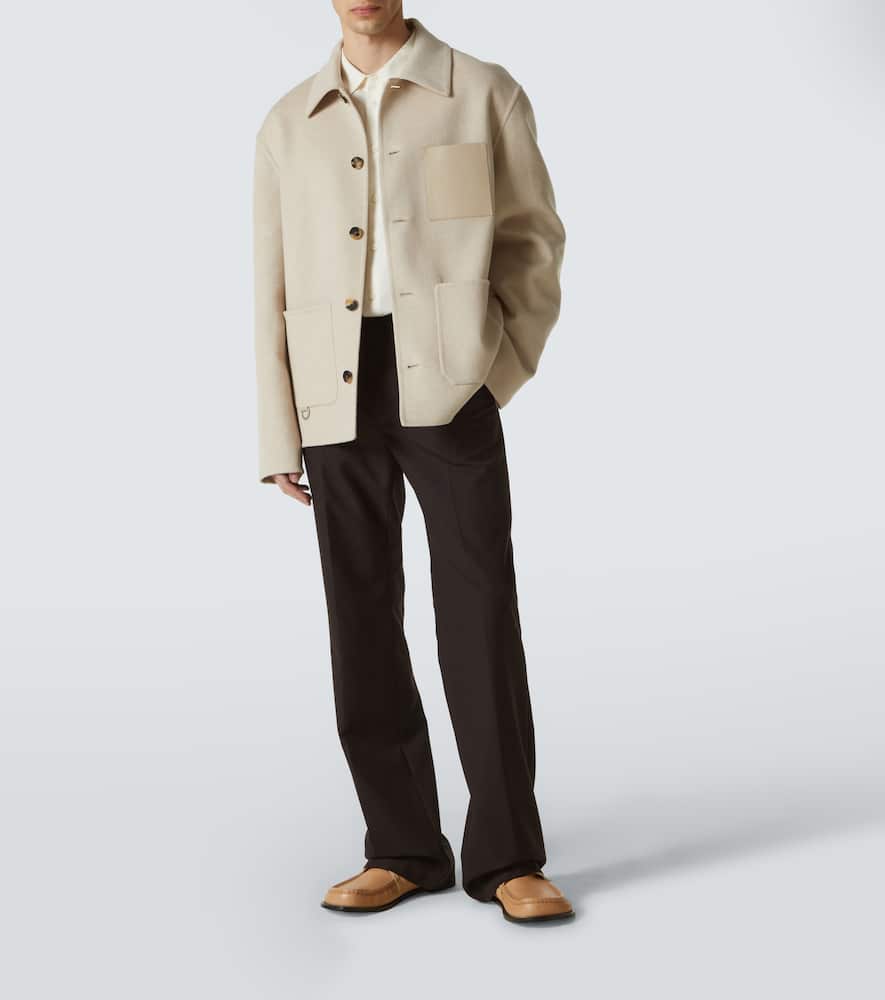 Loewe Wool-cashmere Shirt Jacket In Beige