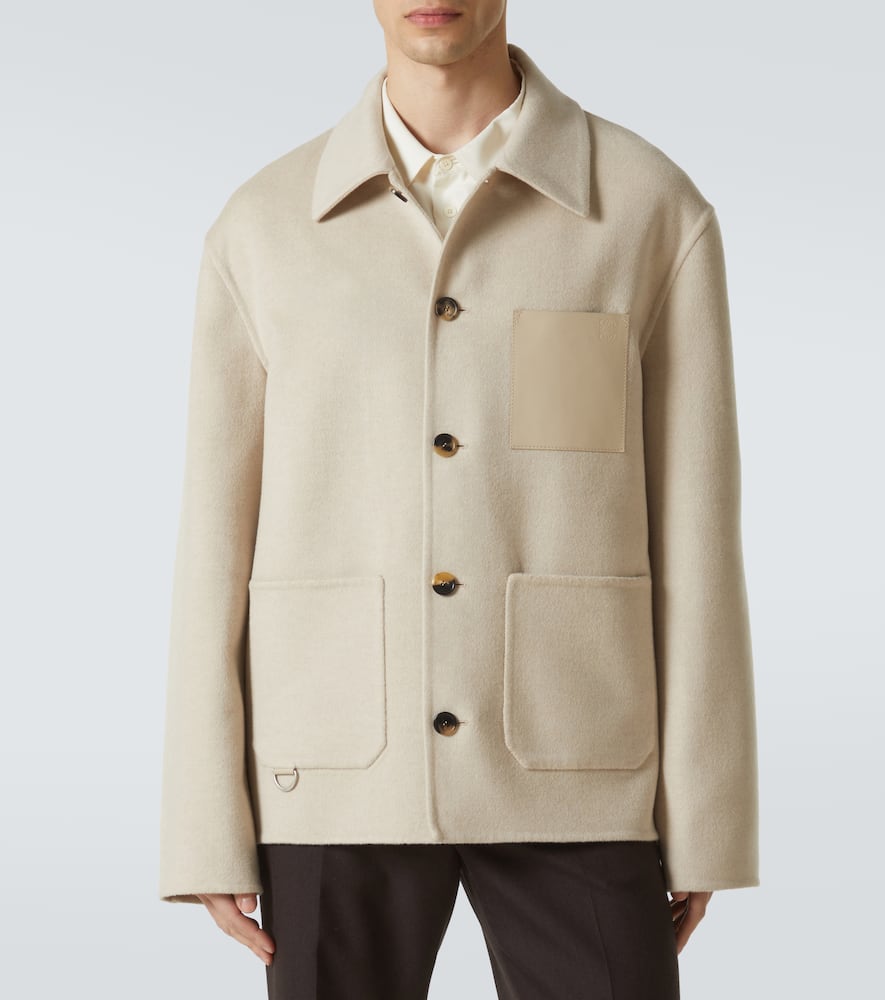 Loewe Wool-cashmere Shirt Jacket In Beige