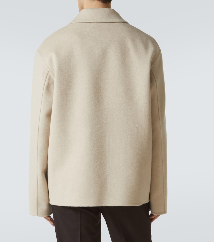 Loewe Wool-cashmere Shirt Jacket In Beige