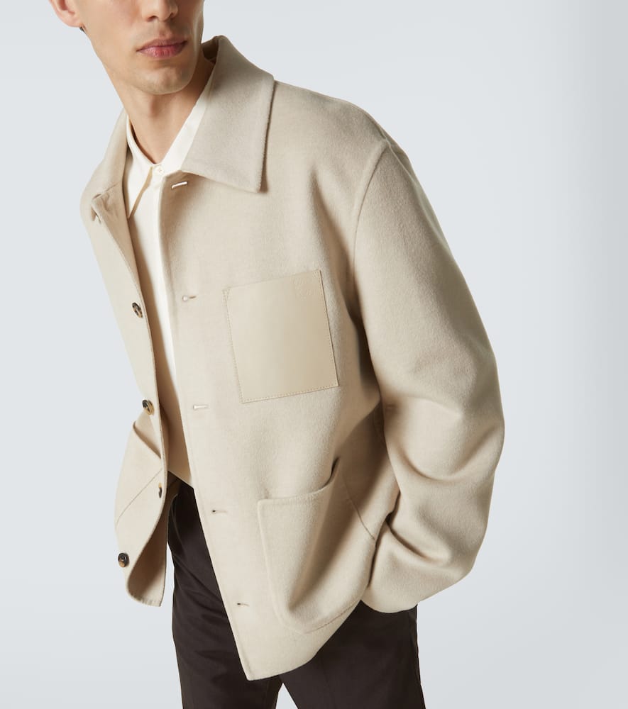 Loewe Wool-cashmere Shirt Jacket In Beige