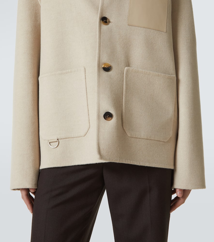 Loewe Wool-cashmere Shirt Jacket In Beige