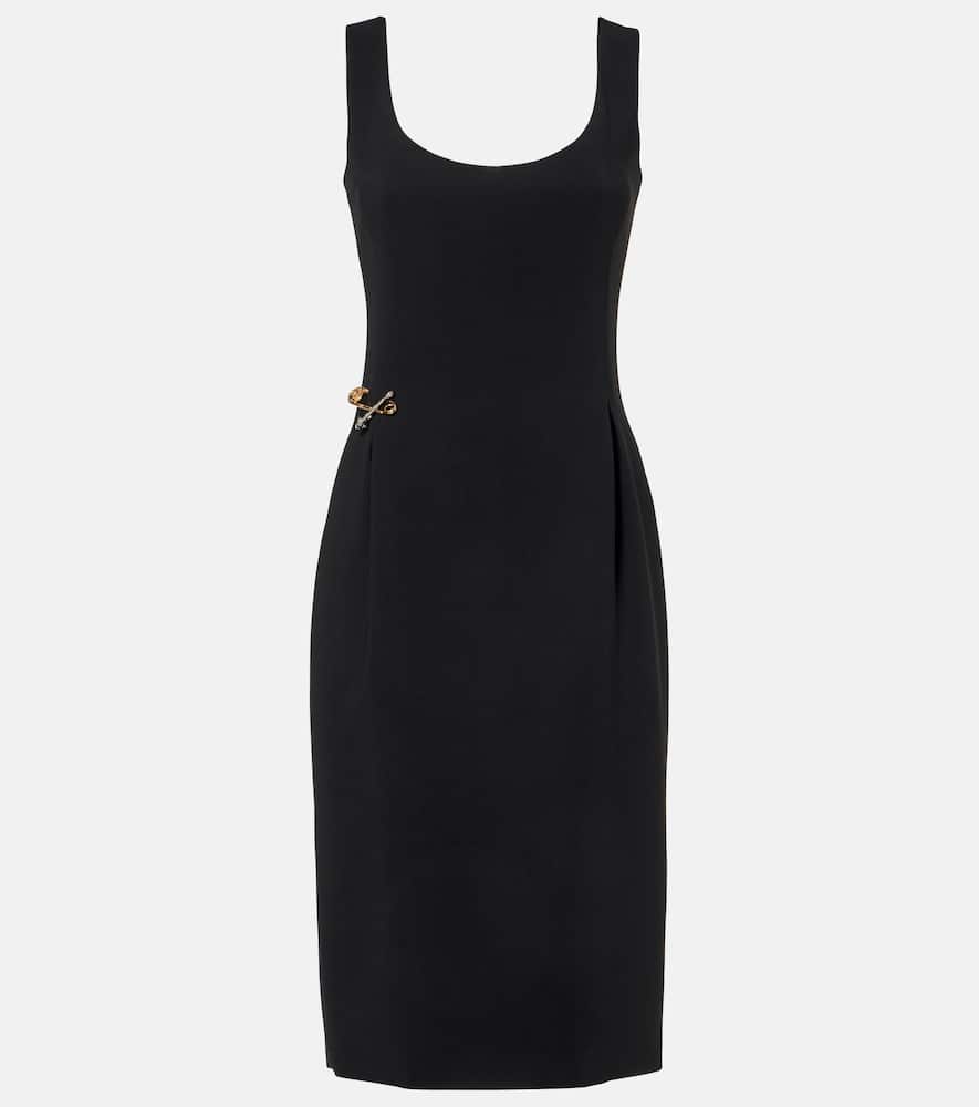 Versace Safety Pin Midi Dress In Black