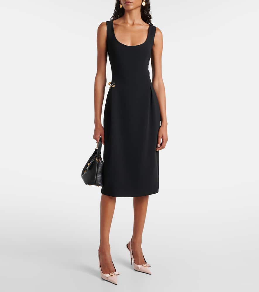 Versace Safety Pin Midi Dress In Black