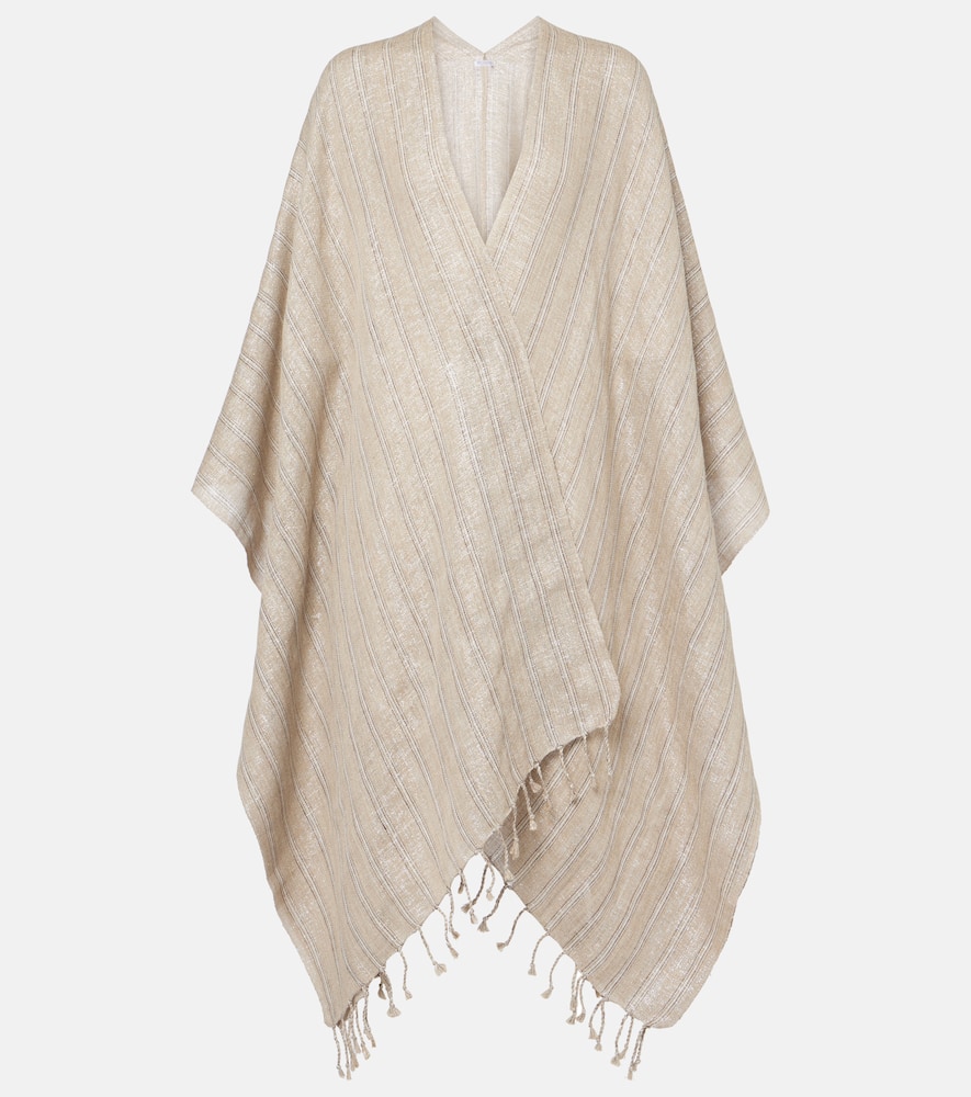 Linen-blend poncho