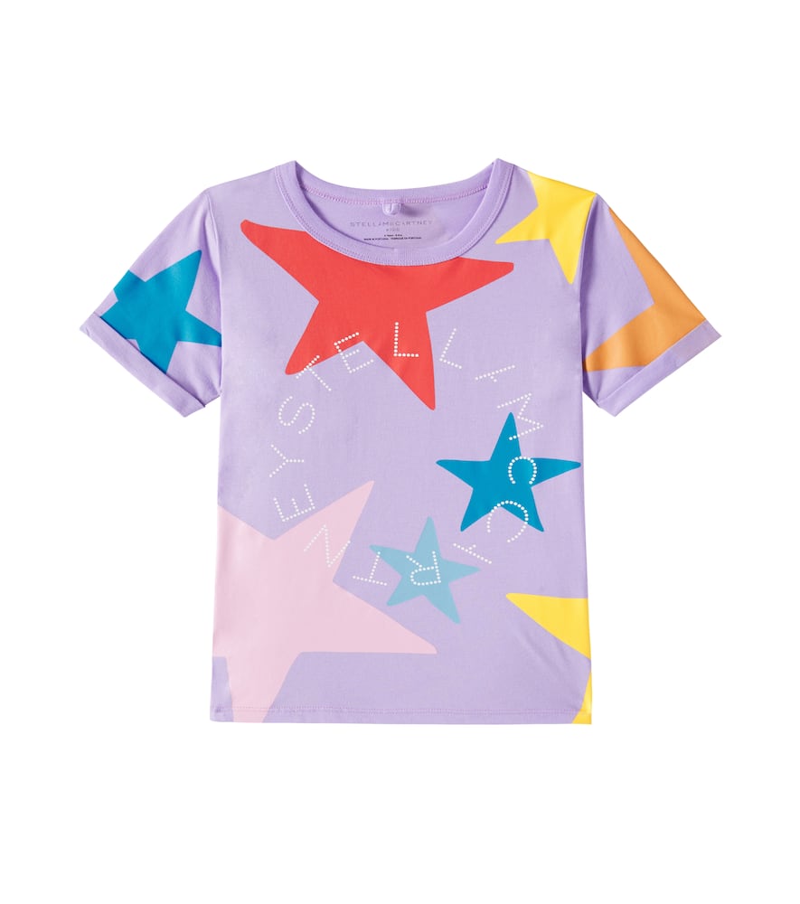 Stella Mccartney Kids Teen Girls Purple Star Print Cotton T-shirt In Viola/multicolor