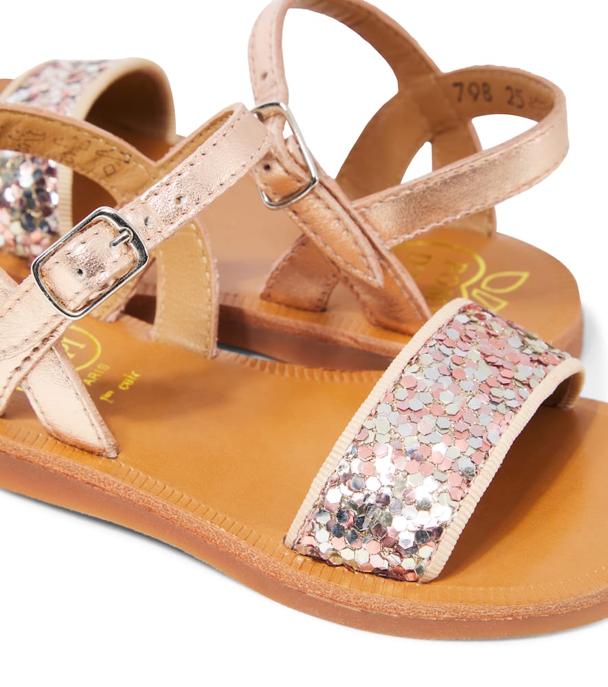 Pom D'api Plagette Glitter Leather Sandals In Multicoloured