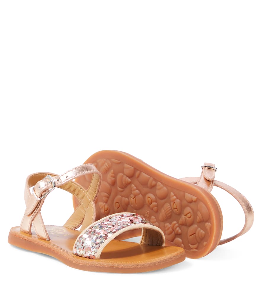 Pom D'api Plagette Glitter Leather Sandals In Multicoloured