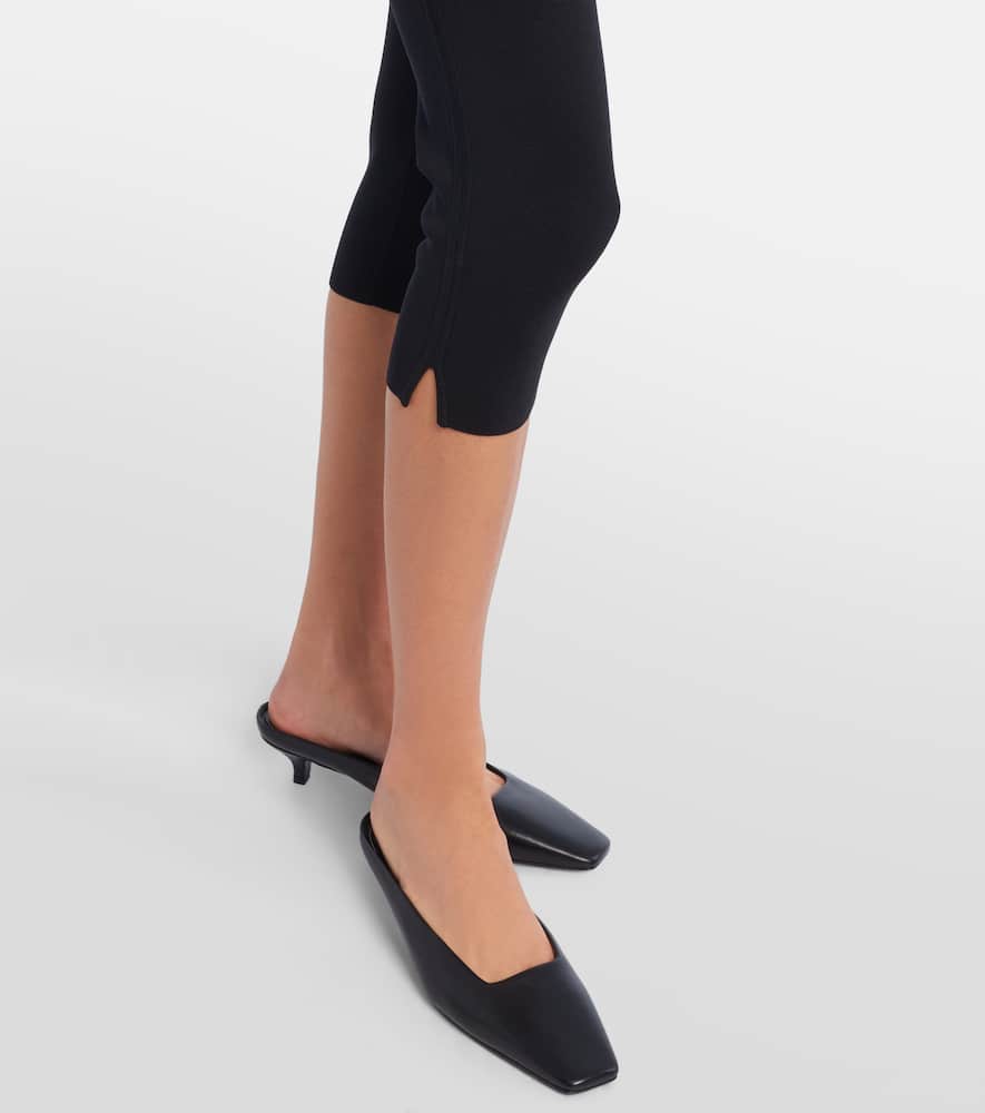 Totême Black Cropped Compact Leggings In Black