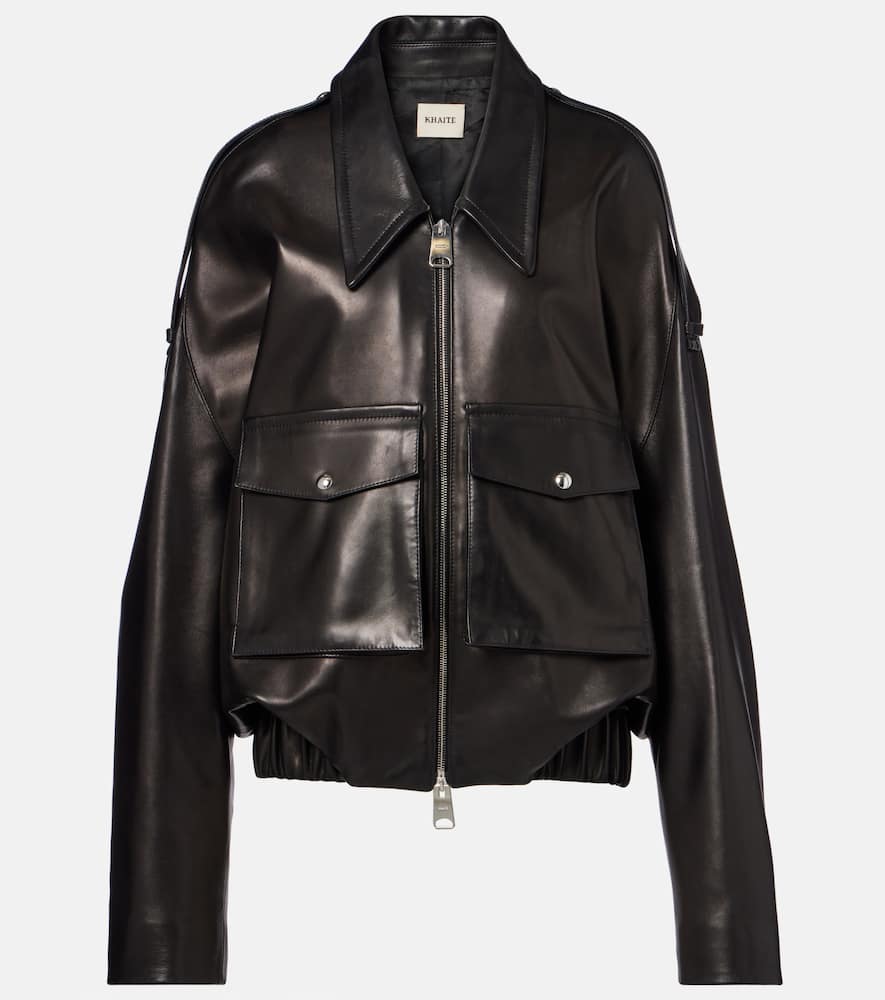 Khaite Owey Oversized Leather Jacket In Black