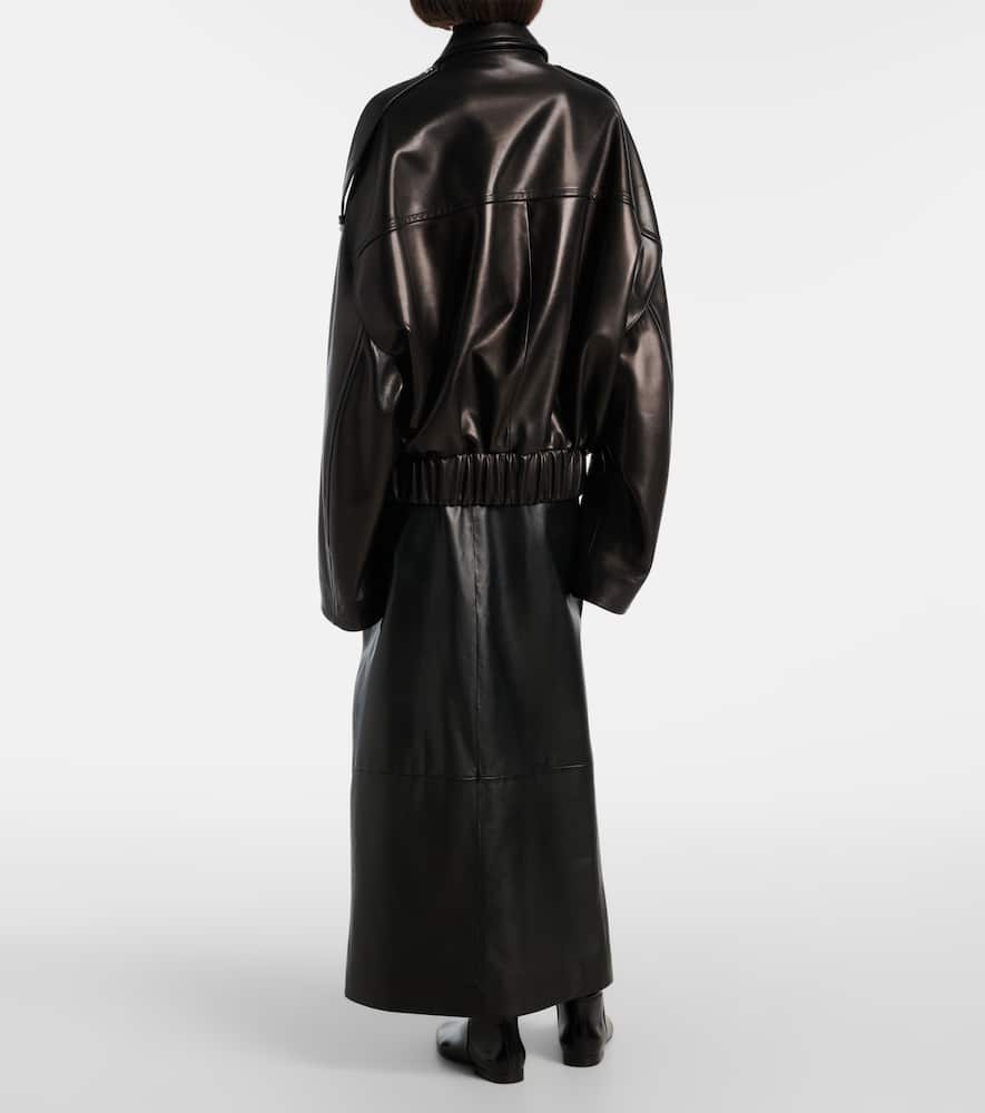 Khaite Owey Oversized Leather Jacket In Black