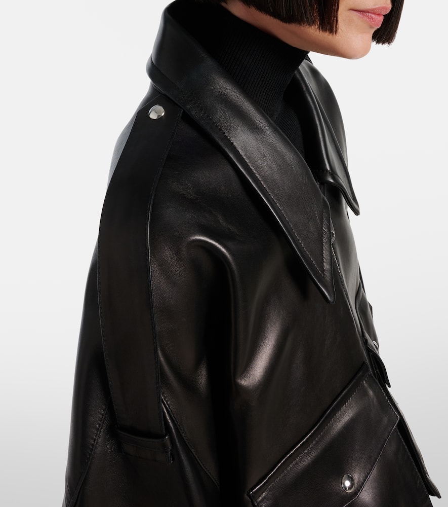 Khaite Owey Oversized Leather Jacket In Black