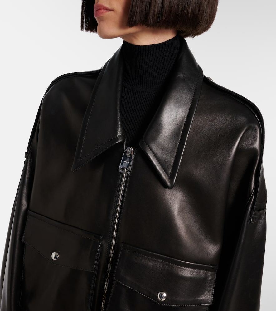 Khaite Owey Oversized Leather Jacket In Black