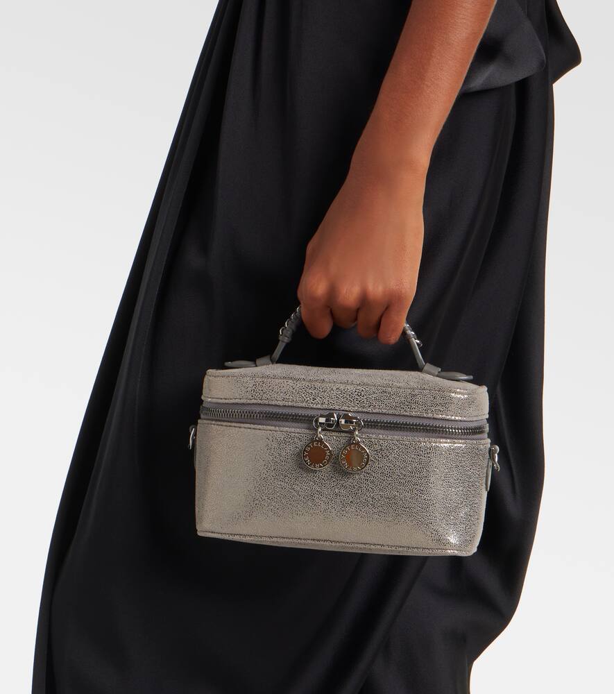 Stella Mccartney Metallic Top Handle Chain Strap Clutch Bag In Gray