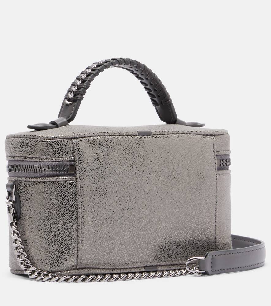 Stella Mccartney Metallic Top Handle Chain Strap Clutch Bag In Gray