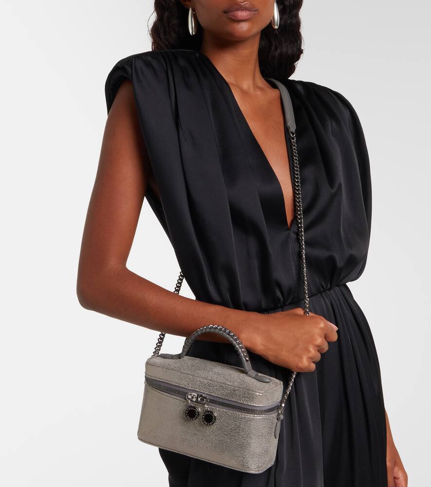 Stella Mccartney Metallic Top Handle Chain Strap Clutch Bag In Gray