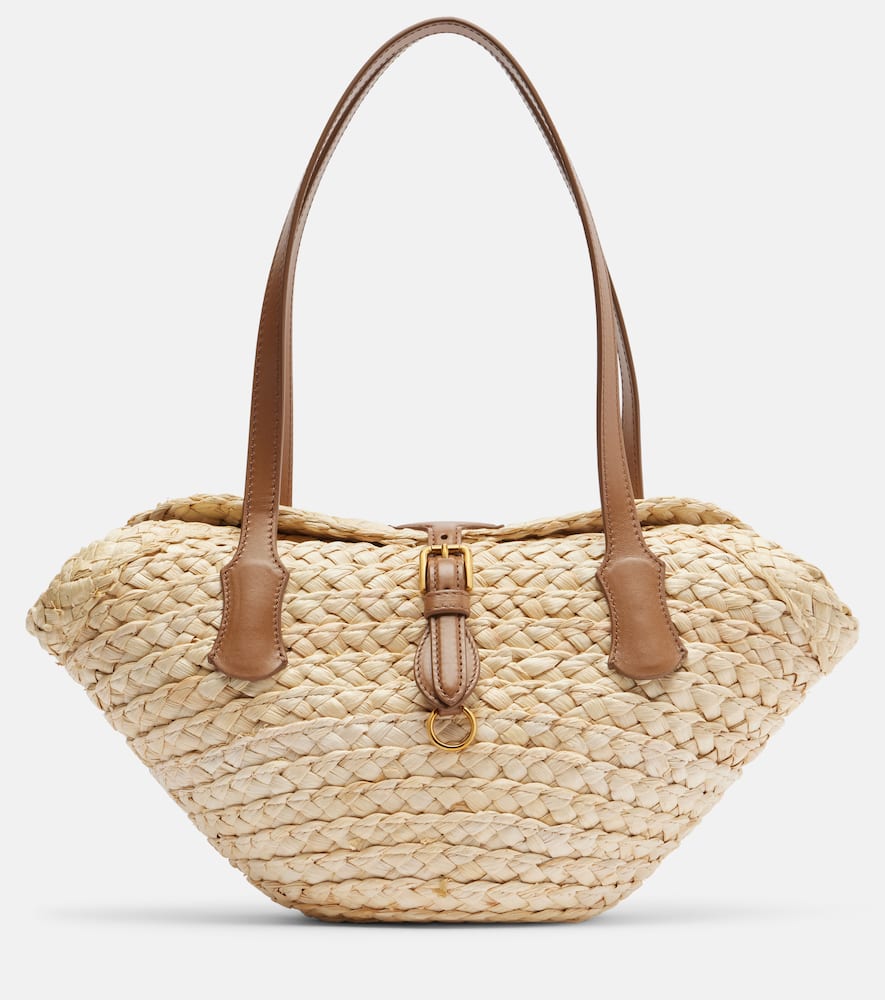 Dolce & Gabbana Capri Small Raffia Basket Bag In Sand