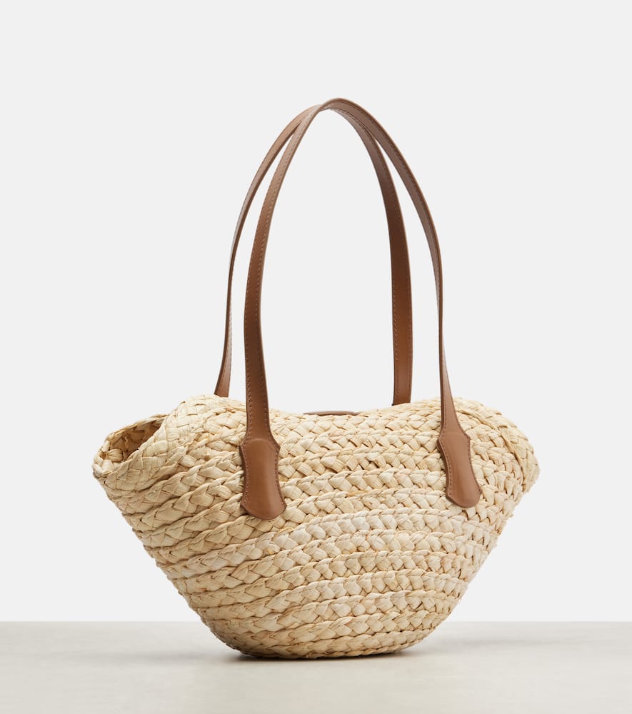 Dolce & Gabbana Capri Small Raffia Basket Bag In Sand