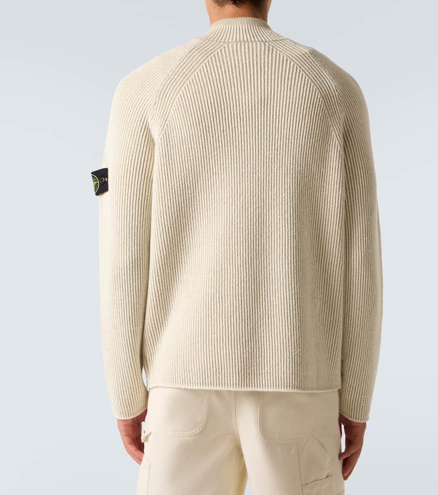 Stone Island Compass Wool And Cotton-blend Sweater In Neutral