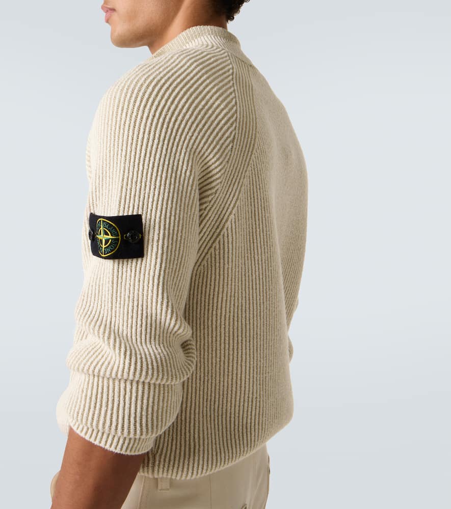 Stone Island Compass Wool And Cotton-blend Sweater In Neutral