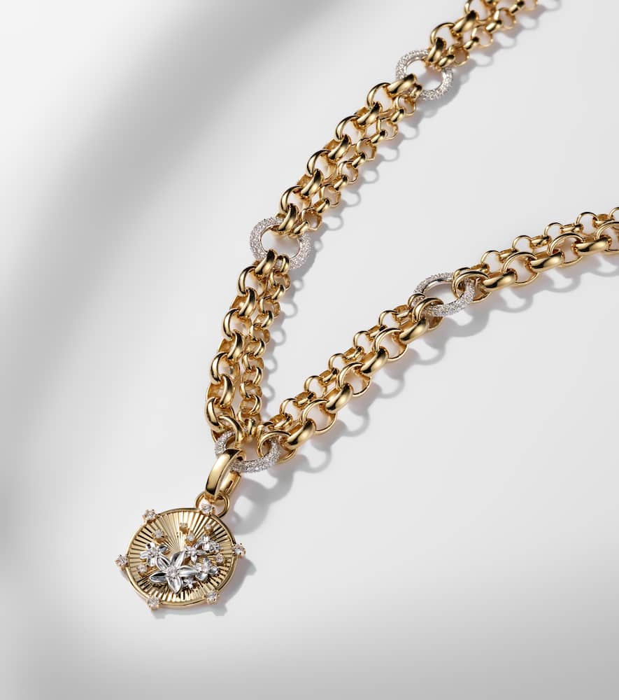 Foundrae 18kt Gold Pendant Necklace With Diamonds In Gold