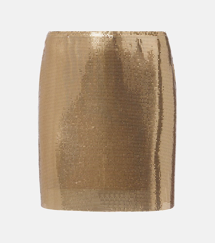 Versace Metallic Mesh Miniskirt In Brown