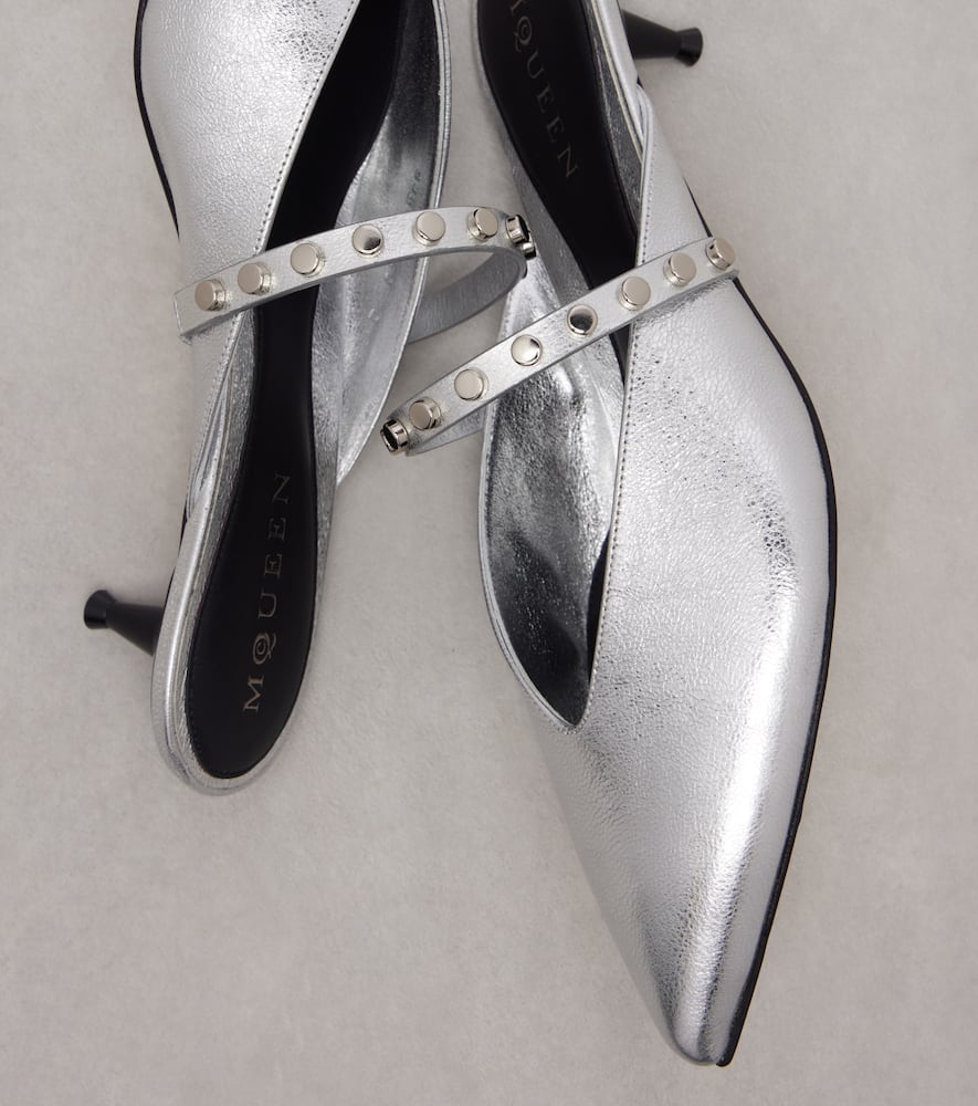 Alexander Mcqueen Revel Mule In Silver