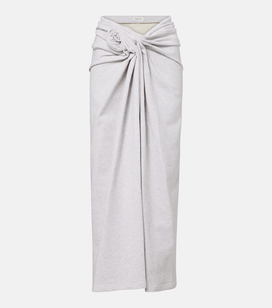 Magda Butrym Floral-appliqué Cotton Midi Skirt In Gray