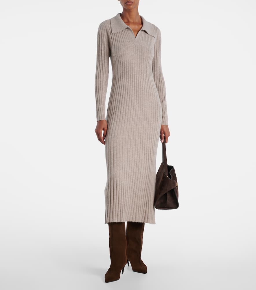 Jardin Des Orangers Knitted Cashmere Polo Dress In Sand
