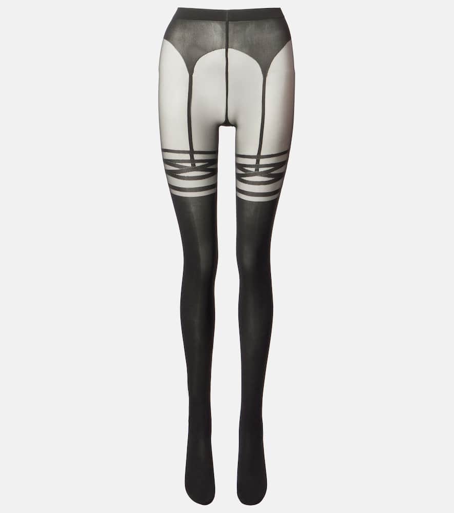 Wolford Suspender-patterned Tights In Black