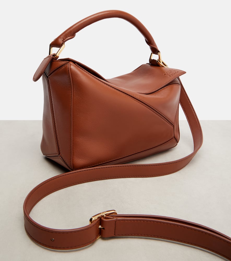 Loewe Featherlight Puzzle Small Shoulder Bag In Brown