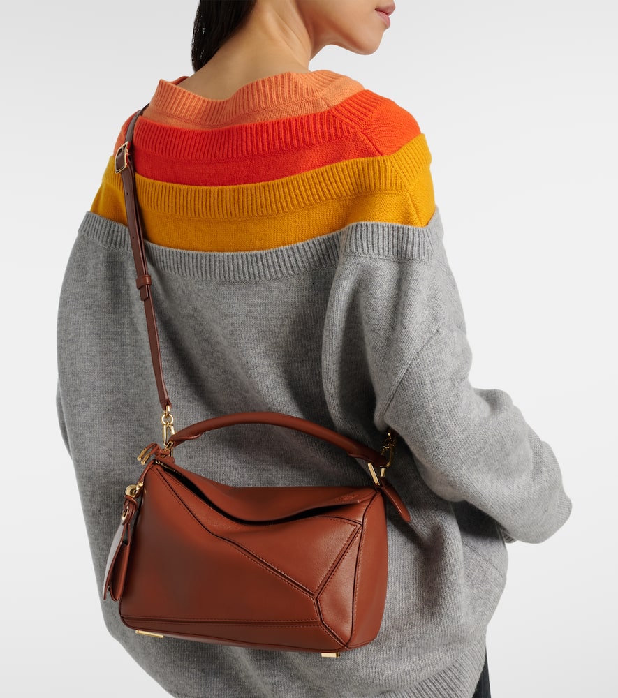 Loewe Featherlight Puzzle Small Shoulder Bag In Brown