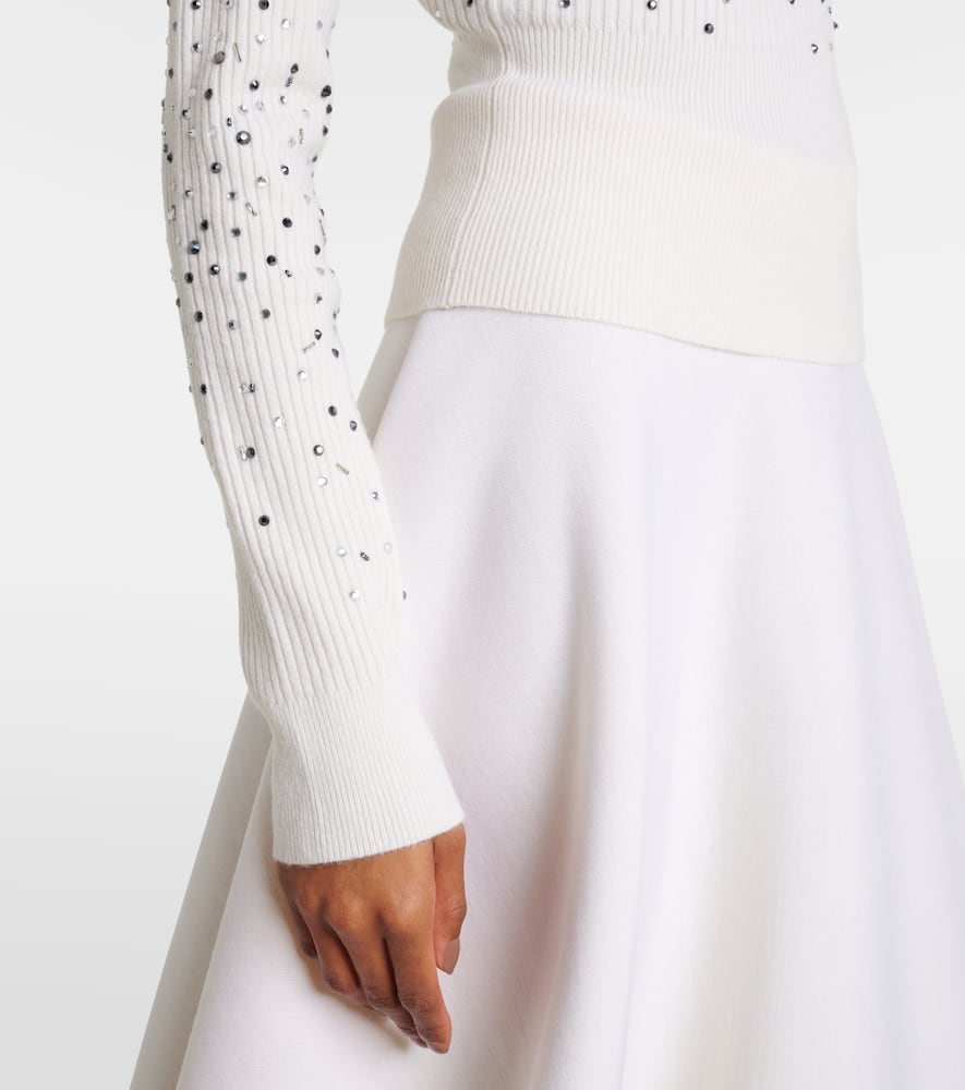 Max Mara Gang Embellished Wool-blend Sweater In White