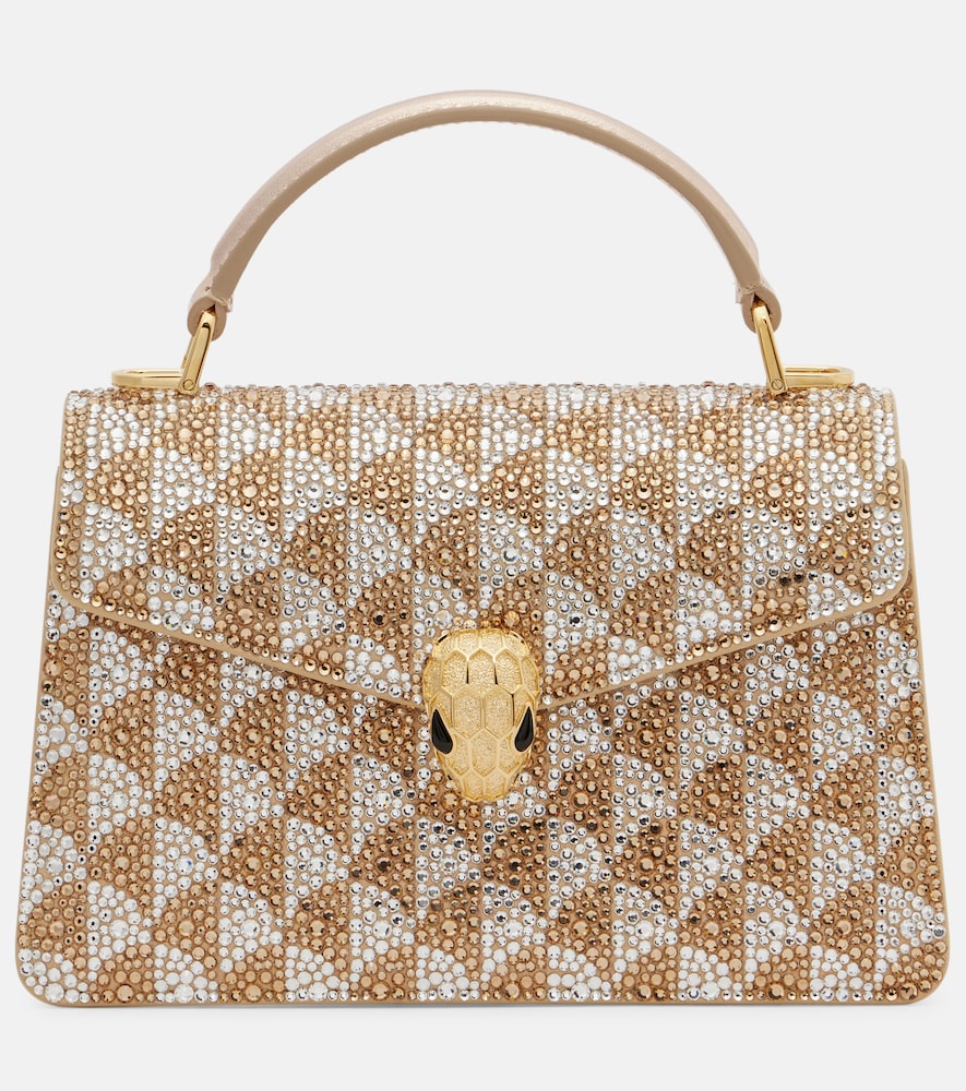 Bvlgari Serpenti Forever Mini embellished suede top-handle bag