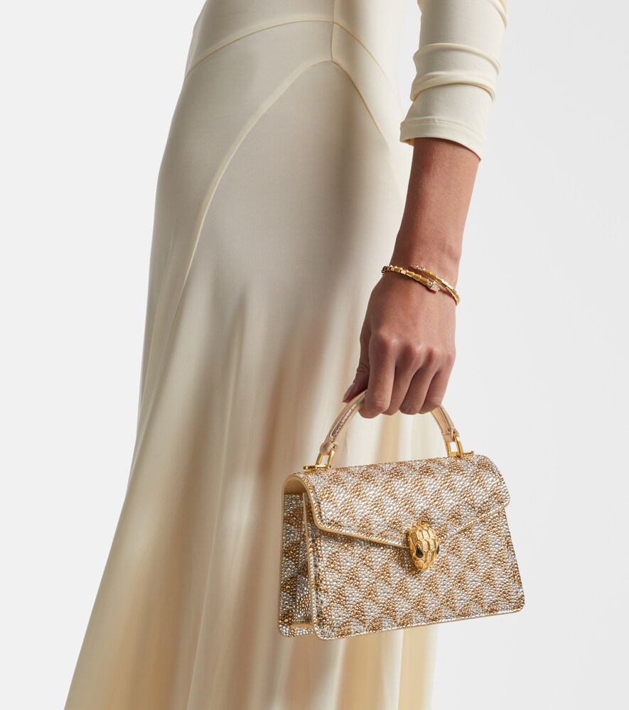 Bvlgari Serpenti Forever Mini embellished suede top-handle bag
